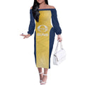 Suns Football Custom Off The Shoulder Long Sleeve Dress Gold Coast Est 2009 Sunburnt Gold - Aussie Hoodie