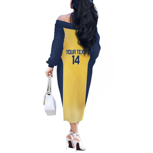 Suns Football Custom Off The Shoulder Long Sleeve Dress Gold Coast Est 2009 Sunburnt Gold - Aussie Hoodie