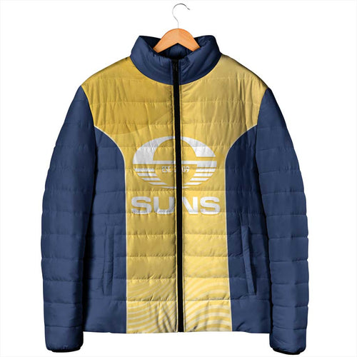 Suns Football Custom Padded Jacket Gold Coast Est 2009 Sunburnt Gold - Aussie Hoodie