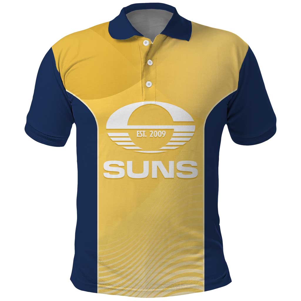 Suns Football Custom Polo Shirt Gold Coast Est 2009 Sunburnt Gold - Aussie Hoodie