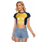 Suns Football Custom Raglan Cropped T Shirt Gold Coast Est 2009 Sunburnt Gold - Aussie Hoodie