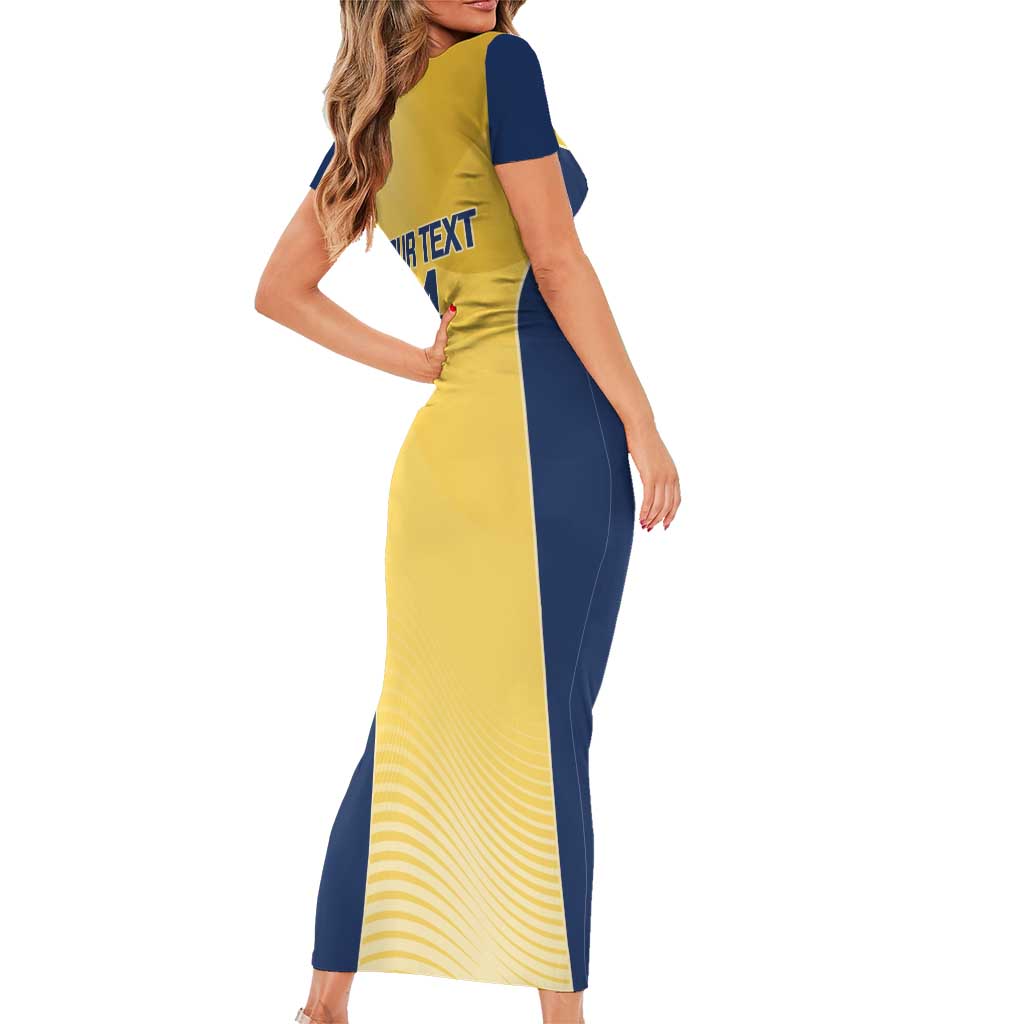 Suns Football Custom Short Sleeve Bodycon Dress Gold Coast Est 2009 Sunburnt Gold - Aussie Hoodie