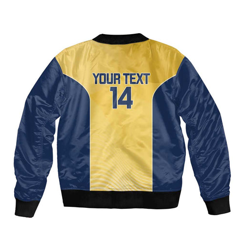 Suns Football Custom Sleeve Zip Bomber Jacket Gold Coast Est 2009 Sunburnt Gold - Aussie Hoodie