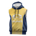 Suns Football Custom Sleeveless Hoodie Gold Coast Est 2009 Sunburnt Gold - Aussie Hoodie