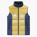 Suns Football Custom Sleeveless Puffer Jacket Gold Coast Est 2009 Sunburnt Gold - Aussie Hoodie