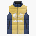Suns Football Custom Sleeveless Puffer Jacket Gold Coast Est 2009 Sunburnt Gold - Aussie Hoodie