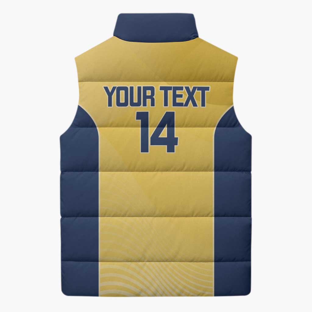Suns Football Custom Sleeveless Puffer Jacket Gold Coast Est 2009 Sunburnt Gold - Aussie Hoodie