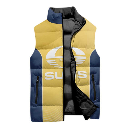 Suns Football Custom Sleeveless Puffer Jacket Gold Coast Est 2009 Sunburnt Gold - Aussie Hoodie