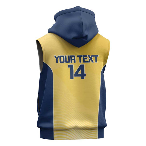 Suns Football Custom Sleeveless Zip Hoodie Gold Coast Est 2009 Sunburnt Gold LT14