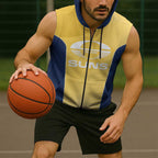 Suns Football Custom Sleeveless Zip Hoodie Gold Coast Est 2009 Sunburnt Gold LT14