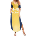 Suns Football Custom Summer Maxi Dress Gold Coast Est 2009 Sunburnt Gold - Aussie Hoodie