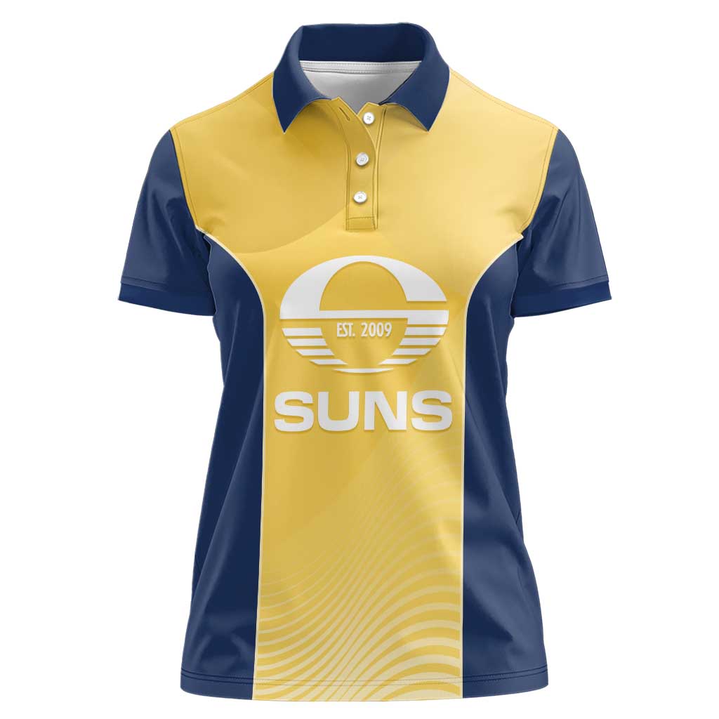 Suns Football Custom Women Polo Shirt Gold Coast Est 2009 Sunburnt Gold - Aussie Hoodie
