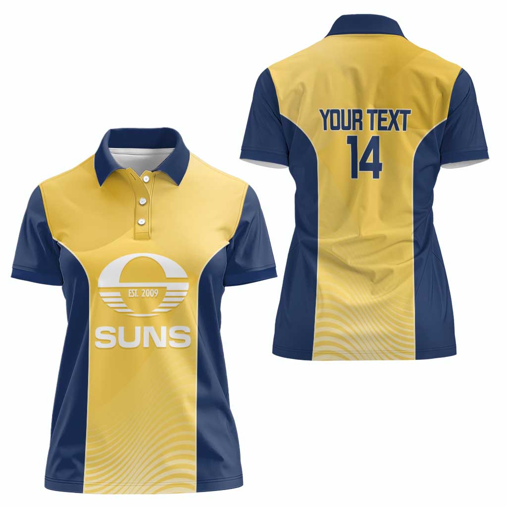 Suns Football Custom Women Polo Shirt Gold Coast Est 2009 Sunburnt Gold - Aussie Hoodie
