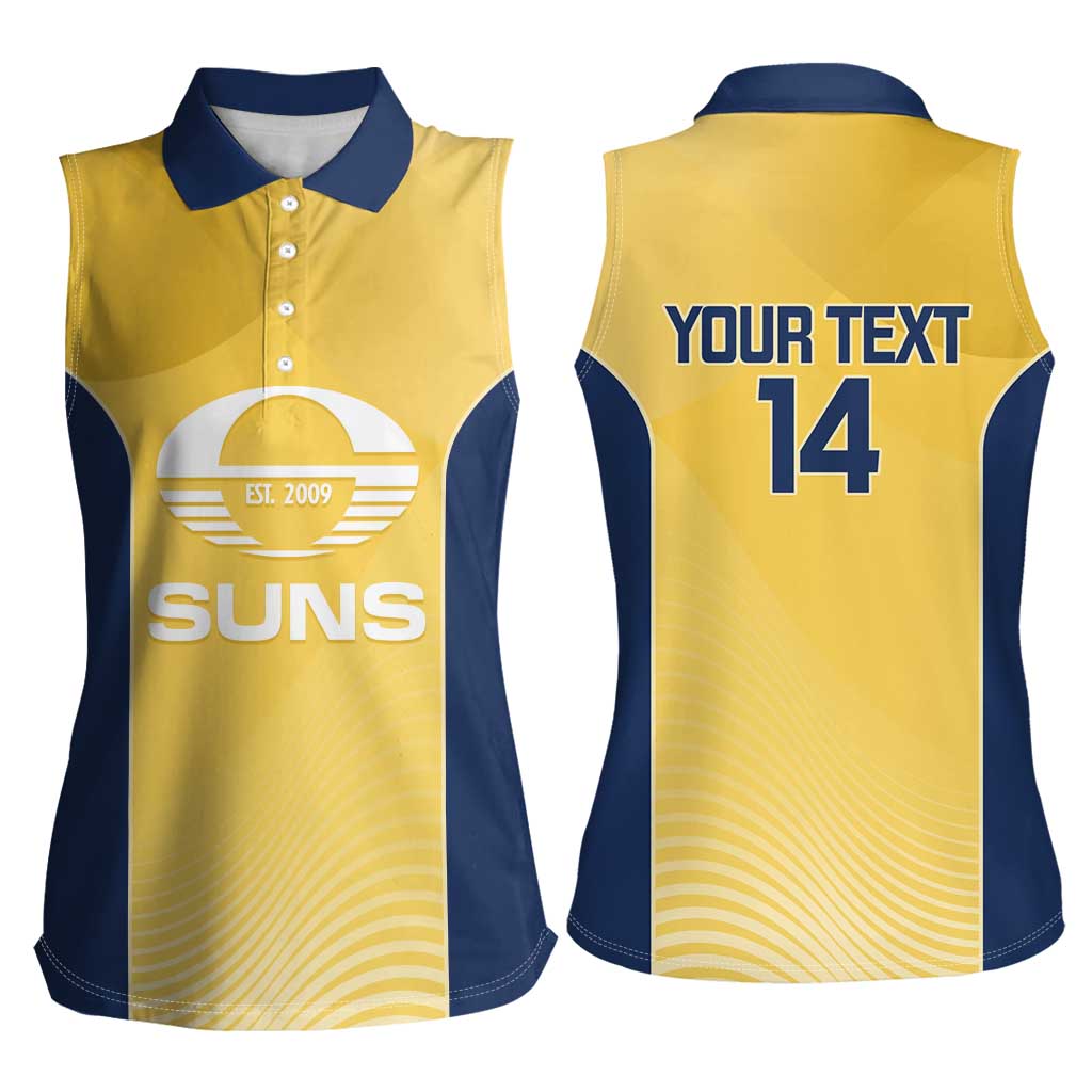Suns Football Custom Women Sleeveless Polo Shirt Gold Coast Est 2009 Sunburnt Gold - Aussie Hoodie