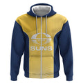 Suns Football Custom Zip Hoodie Gold Coast Est 2009 Sunburnt Gold - Aussie Hoodie