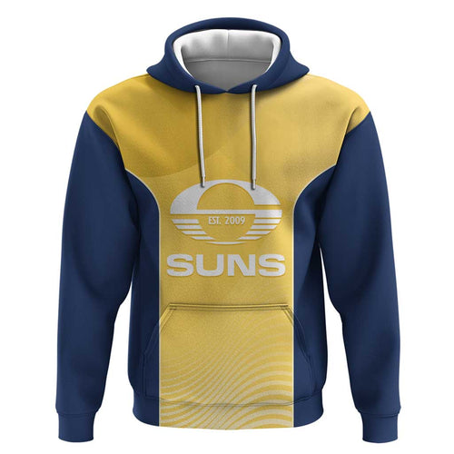 Suns Football Custom Zip Hoodie Gold Coast Est 2009 Sunburnt Gold - Aussie Hoodie