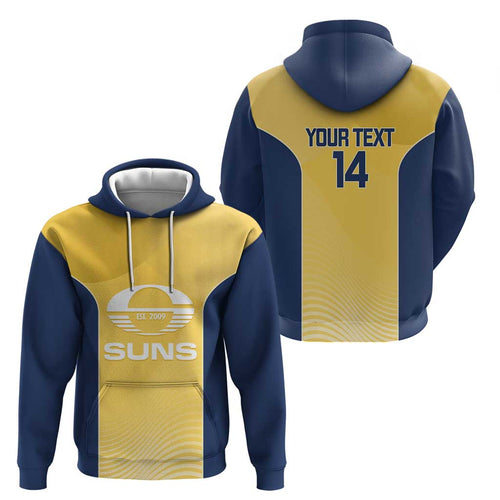 Suns Football Custom Zip Hoodie Gold Coast Est 2009 Sunburnt Gold - Aussie Hoodie