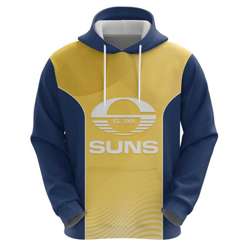 Suns Football Custom Zip Hoodie Gold Coast Est 2009 Sunburnt Gold - Aussie Hoodie