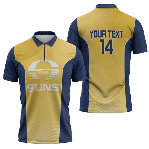 Suns Football Custom Zipper Polo Shirt Gold Coast Est 2009 Sunburnt Gold - Aussie Hoodie