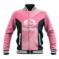 Suns Football Custom Baseball Jacket Gold Coast Est 2009 Pink - Aussie Hoodie
