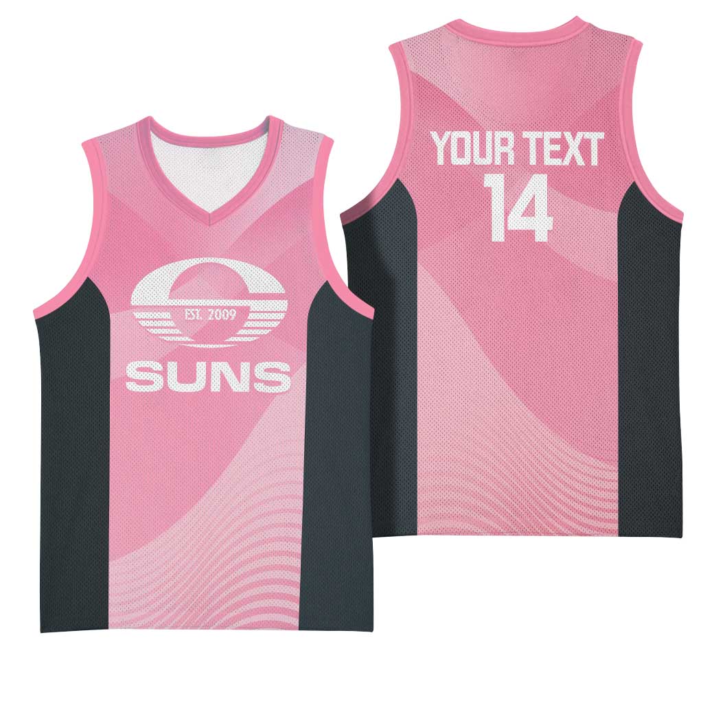 Suns Football Custom Basketball Jersey Gold Coast Est 2009 Pink - Aussie Hoodie