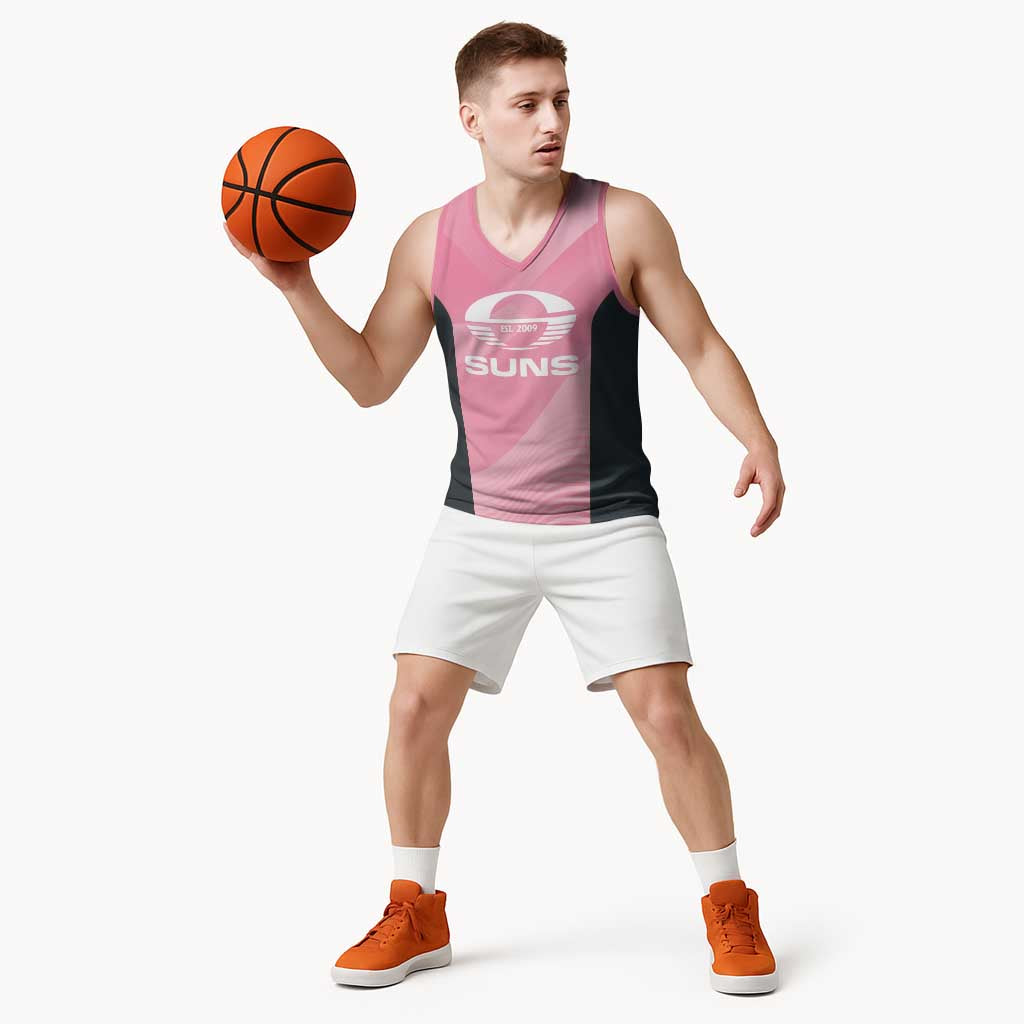 Suns Football Custom Basketball Jersey Gold Coast Est 2009 Pink - Aussie Hoodie