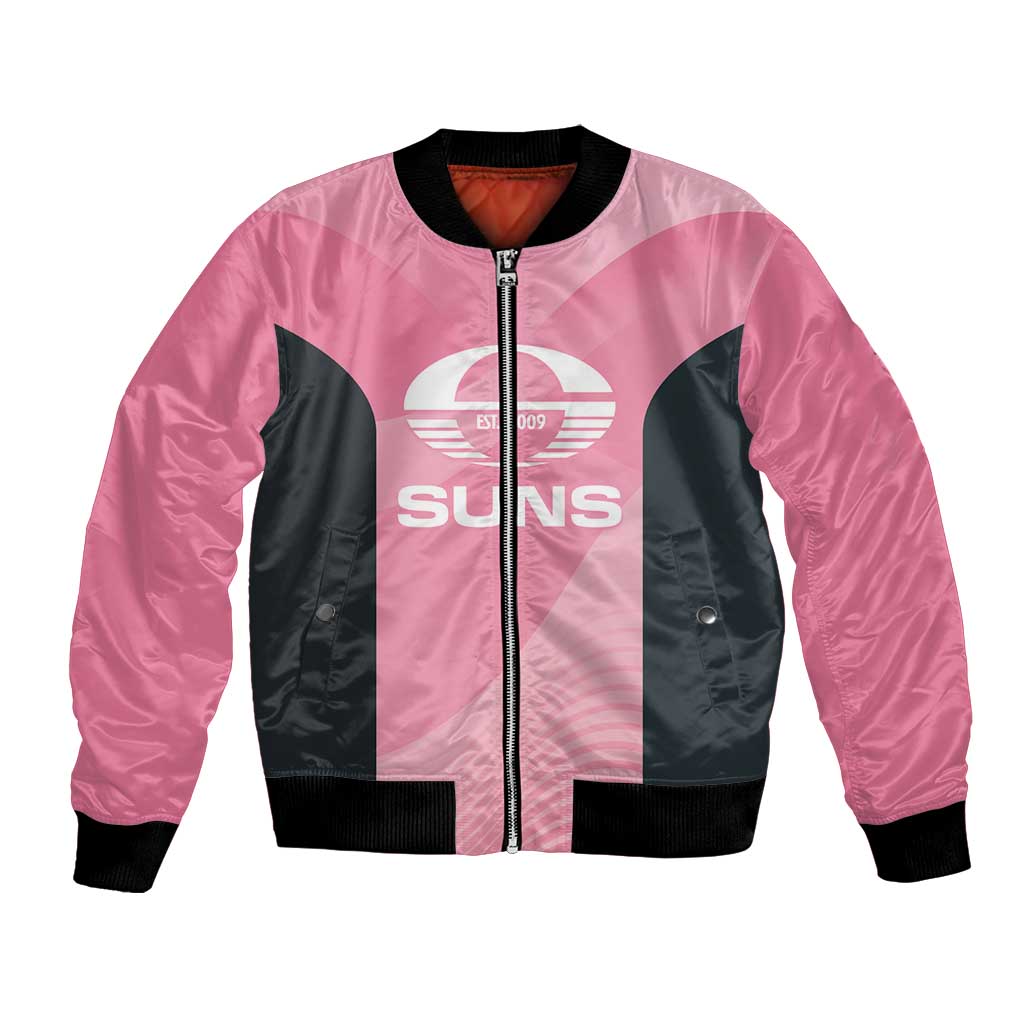 Suns Football Custom Bomber Jacket Gold Coast Est 2009 Pink - Aussie Hoodie