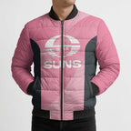 Suns Football Custom Bomber Puffer Jacket Gold Coast Est 2009 Pink - Aussie Hoodie