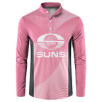 Suns Football Custom Button Sweatshirt Gold Coast Est 2009 Pink - Aussie Hoodie