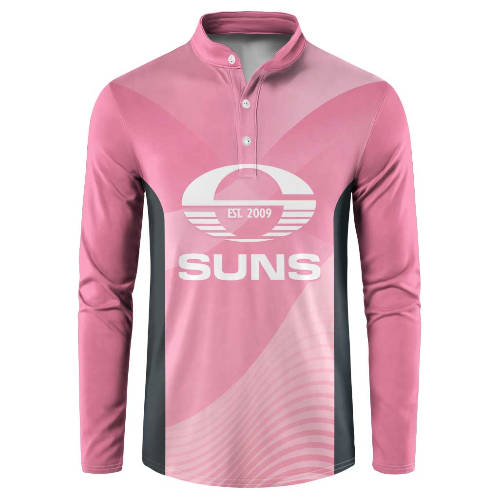 Suns Football Custom Button Sweatshirt Gold Coast Est 2009 Pink - Aussie Hoodie