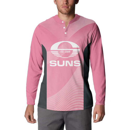 Suns Football Custom Button Sweatshirt Gold Coast Est 2009 Pink - Aussie Hoodie