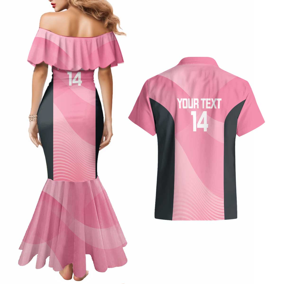 Suns Football Custom Couples Matching Mermaid Dress and Hawaiian Shirt Gold Coast Est 2009 Pink - Aussie Hoodie
