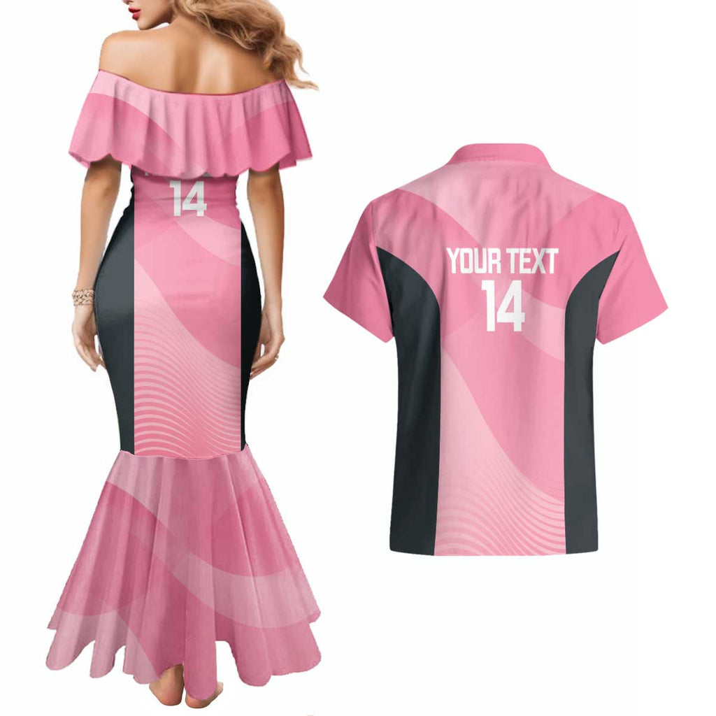 Suns Football Custom Couples Matching Mermaid Dress and Hawaiian Shirt Gold Coast Est 2009 Pink - Aussie Hoodie