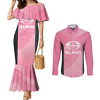 Suns Football Custom Couples Matching Mermaid Dress and Long Sleeve Button Shirt Gold Coast Est 2009 Pink - Aussie Hoodie