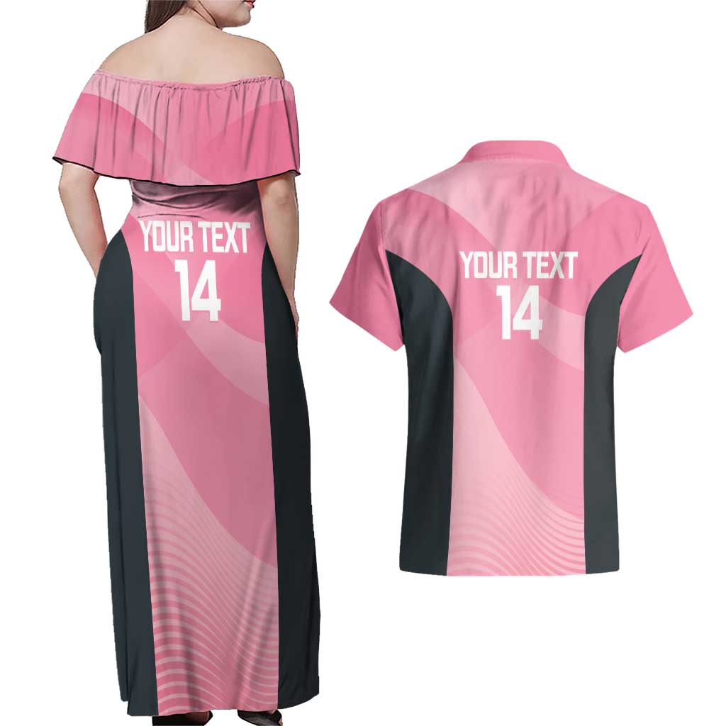 Suns Football Custom Couples Matching Off Shoulder Maxi Dress and Hawaiian Shirt Gold Coast Est 2009 Pink - Aussie Hoodie