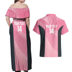Suns Football Custom Couples Matching Off Shoulder Maxi Dress and Hawaiian Shirt Gold Coast Est 2009 Pink - Aussie Hoodie