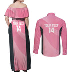 Suns Football Custom Couples Matching Off Shoulder Maxi Dress and Long Sleeve Button Shirt Gold Coast Est 2009 Pink - Aussie Hoodie