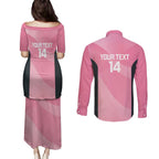 Suns Football Custom Couples Matching Puletasi and Long Sleeve Button Shirt Gold Coast Est 2009 Pink - Aussie Hoodie