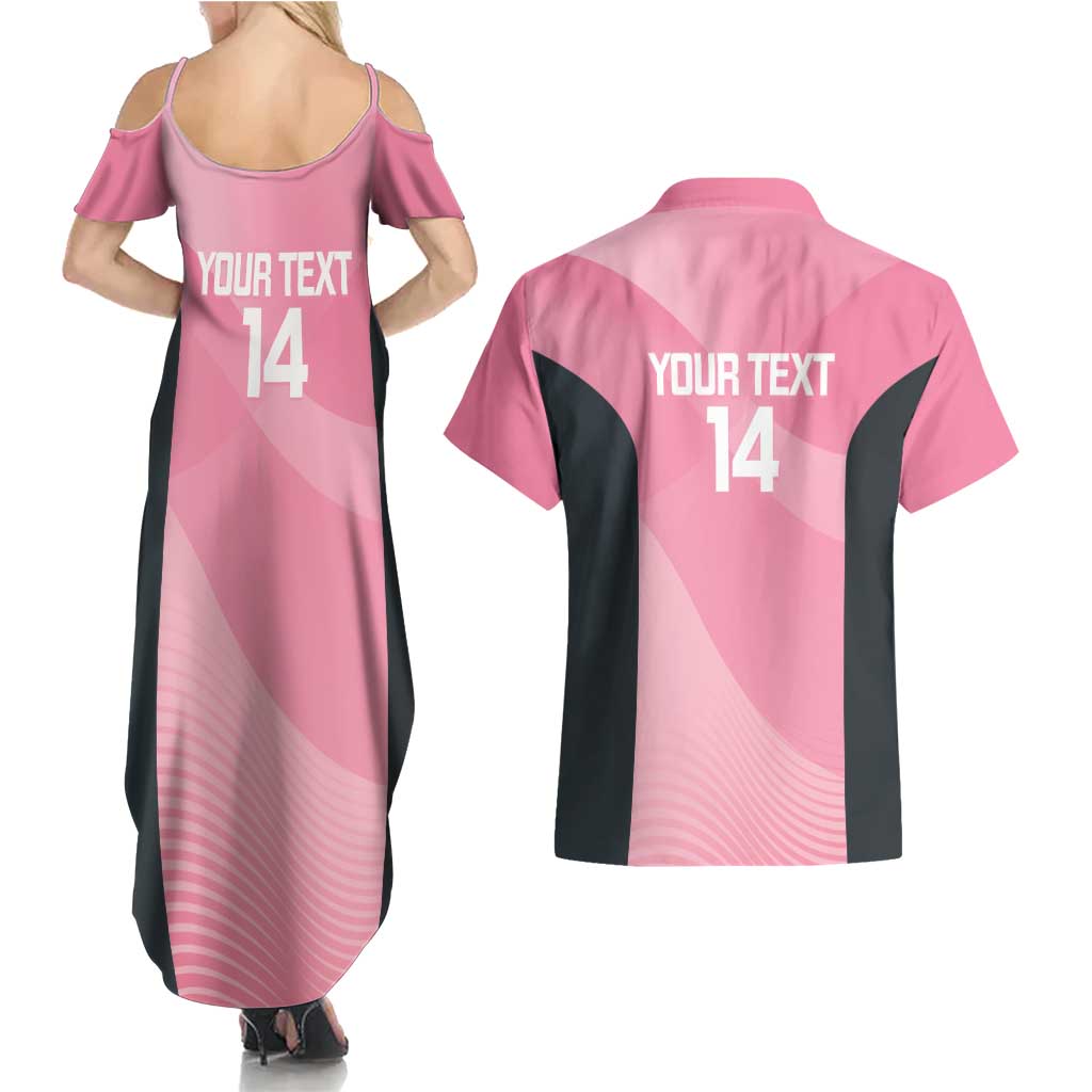 Suns Football Custom Couples Matching Summer Maxi Dress and Hawaiian Shirt Gold Coast Est 2009 Pink - Aussie Hoodie