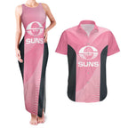 Suns Football Custom Couples Matching Tank Maxi Dress and Hawaiian Shirt Gold Coast Est 2009 Pink - Aussie Hoodie