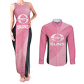 Suns Football Custom Couples Matching Tank Maxi Dress and Long Sleeve Button Shirt Gold Coast Est 2009 Pink - Aussie Hoodie