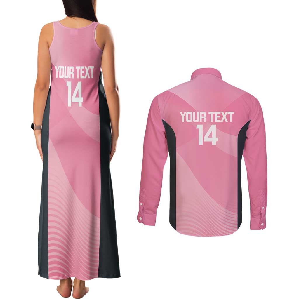 Suns Football Custom Couples Matching Tank Maxi Dress and Long Sleeve Button Shirt Gold Coast Est 2009 Pink - Aussie Hoodie