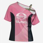 Suns Football Custom Cross Shoulder Shirt Gold Coast Est 2009 Pink - Aussie Hoodie