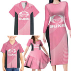 Suns Football Custom Family Matching Long Sleeve Bodycon Dress and Hawaiian Shirt Gold Coast Est 2009 Pink - Aussie Hoodie