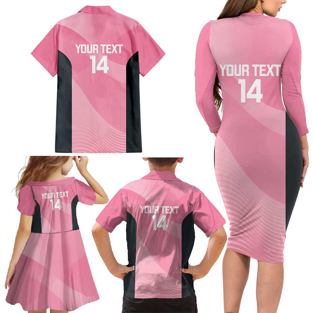 Suns Football Custom Family Matching Long Sleeve Bodycon Dress and Hawaiian Shirt Gold Coast Est 2009 Pink - Aussie Hoodie