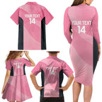 Suns Football Custom Family Matching Long Sleeve Bodycon Dress and Hawaiian Shirt Gold Coast Est 2009 Pink - Aussie Hoodie