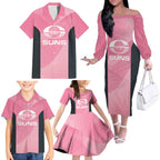 Suns Football Custom Family Matching Off The Shoulder Long Sleeve Dress and Hawaiian Shirt Gold Coast Est 2009 Pink - Aussie Hoodie