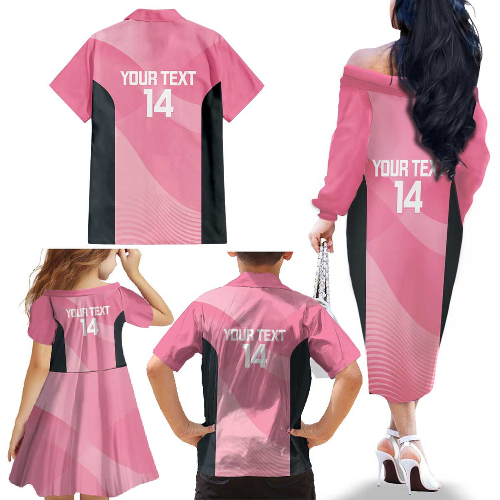 Suns Football Custom Family Matching Off The Shoulder Long Sleeve Dress and Hawaiian Shirt Gold Coast Est 2009 Pink - Aussie Hoodie