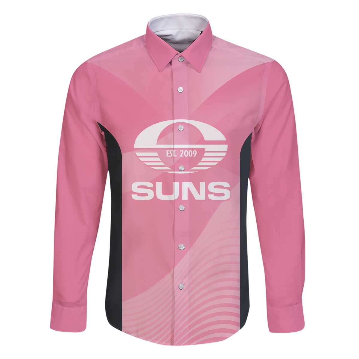 Suns Football Custom Family Matching Off The Shoulder Long Sleeve Dress and Hawaiian Shirt Gold Coast Est 2009 Pink - Aussie Hoodie
