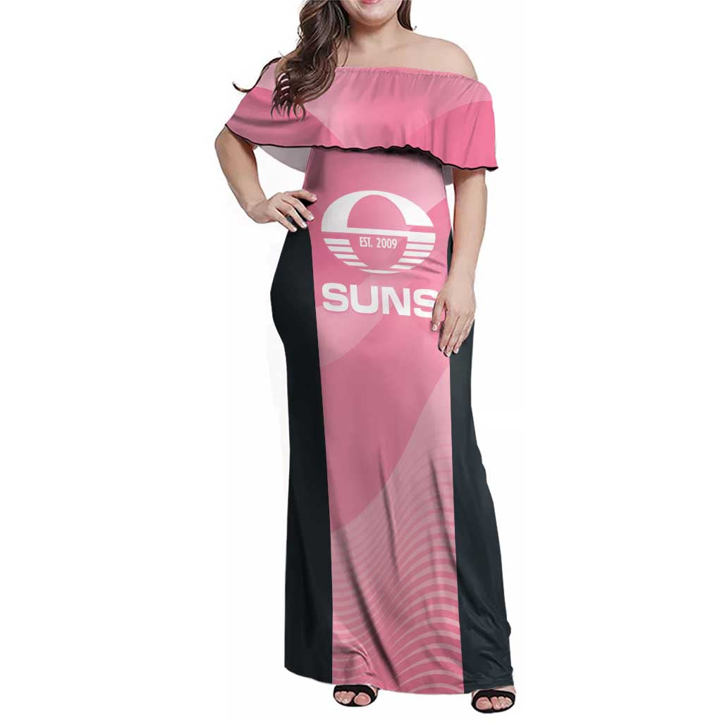 Suns Football Custom Family Matching Off Shoulder Maxi Dress and Hawaiian Shirt Gold Coast Est 2009 Pink - Aussie Hoodie